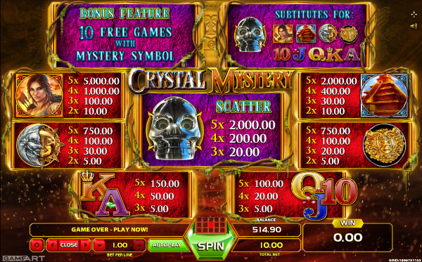 Игровой автомат Crystal Mystery - на поисках сокровищ в казино Вулкан