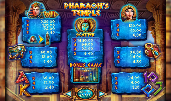 Игровой автомат Pharaoh's Temple - играть в Вулкан Чемпион 777 казино